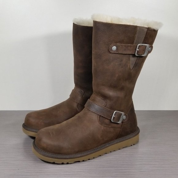 UGG Australia Kensington Tall Shearling Boots, Brown Leather, Womens Size 5 / 35 - Picture 3 of 11
